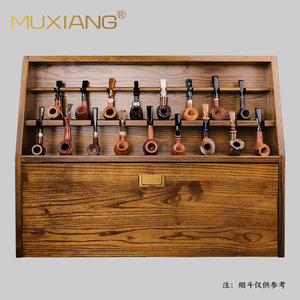 Muxiang Wooden <b>Pipe</b> <b>Stand</b> Wall Mounted Multifunctional Storage Display Cabinet For Smoking Accessories - Product Image 4