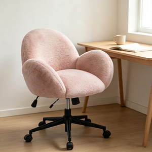 Silla de <span class=keywords><strong>Oficina</strong></span> Ergonómica de Diseño Moderno CARLFOED, Silla de <span class=keywords><strong>Oficina</strong></span> <span class=keywords><strong>para</strong></span> el Hogar con Tapicería de Terciopelo <span class=keywords><strong>Rosa</strong></span> y Características de Confort - Product Image 1