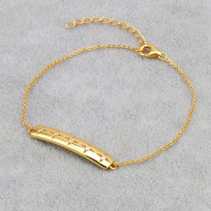 Cool Sweet Romance 925 Plata cinco estrellas circón estrella larga barra pulsera Starlight narrativa Girlish corazón joyería - Product Image 5