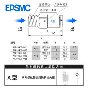 Vanne de contrôle d'air AKH4/6/8/10/12 avec connecteur rapide AKH06A-M5 Vanne pneumatique à gaz - Product Image 3