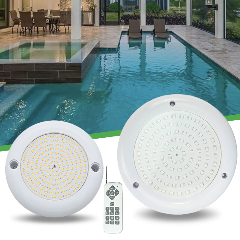 AC/DC 12-24V 24W Patented RGB Swimming Pool Light with 18-KEY Remote Controller IP68 PC Material CRI>80 50000H Lifespan Dimmable