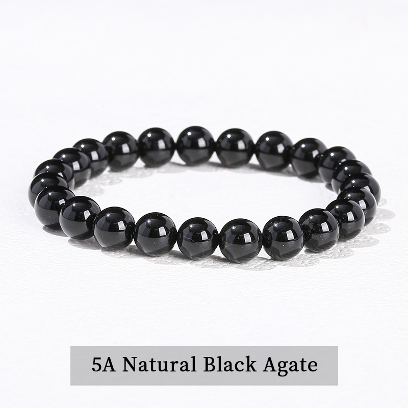 Bracelet en agate noire naturelle 5A