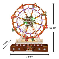 Vente en gros de décorations de Noël en plastique illuminées, personnalisées, à piles, avec boîte à musique en forme de grande roue, OEM/ODM