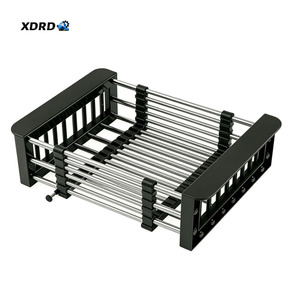 Telescopic Adjustable Stainless Steel Standing Sink Drain Rack for Kitchen Use Dish Bowl Fruit &amp; <strong>Veg</strong> <strong>Storage</strong> - Product Image 1