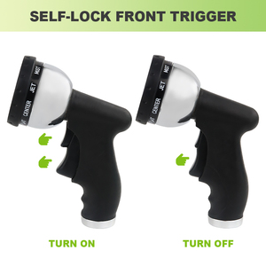 선샤인 헤비듀티 10가지 패턴 정원용 호스 노즐 전면 푸시 버튼 고압 물 분사기 금속 손잡이 OEM 맞춤 제작 가능 - Product Image 4