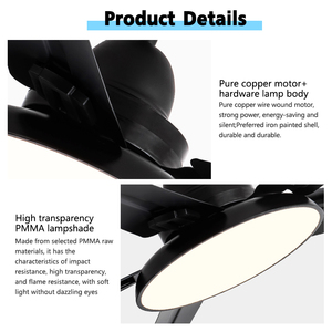 Quạt trần đèn trang trí nhà cửa Philippines 52 inch 56 inch, 5 cánh, điều khiển từ xa, hiện đại, không tiếng ồn, động cơ BLDC - Product Image 3