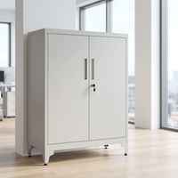 Armoire de rangement multifonctionnelle en acier pour bureau à domicile et usage commercial avec 2 portes verrouillables Gris mat