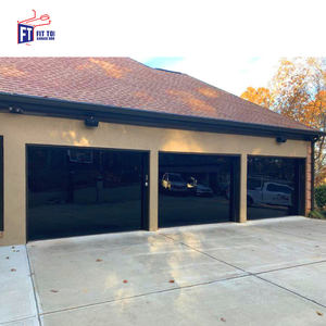 8 piedi X 18 piedi Design moderno 10x10 casa del contenitore automatizzato a doppio pannello piena vista porta del Garage cornice di vetro nero apertura manuale - Product Image 6