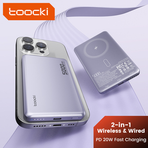 Toocki Mini Wireless Magnetic Power Bank 5000mAh Fast Charging with Strong Magnet for iPhone 12-15 Series Business Travel