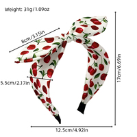 Serre-tête large à nœud imprimé cerises mignonnes, avec oreilles de lapin, accessoires de mode pour cheveux pour femmes et filles