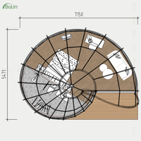 Tente de glamping en forme de coquille d'escargot pour l'extérieur, avec structure en acier et porte en verre, pour villa de vacances