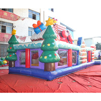 Nouveau design de Noël Train Bonbons Aire de jeux Obstacle gonflable Jeu de sport gonflable Videur Enfants Adultes Commercial Gonflable