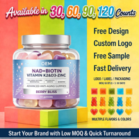 Gummies anti-âge avancées au NAD, collagène, peptides, resvératrol, biotine, kératine, berbérine, zinc pour un soutien sain de l'âge – Marque privée
