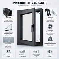 Ventanas y Puertas Abatibles de Doble Acristalamiento, Modernas, de Aleación de Aluminio, Anti-Impacto e Insonorizadas, con Certificación NFRC