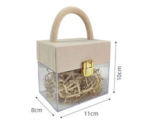 婚礼麂皮手柄透明亚克力手工礼品袋，适用于香水、眼霜和面霜，乙烯基手提盒包装 - Product Image 3