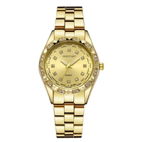 Vente en gros Montre à quartz pour couple haut de gamme avec ceinture en acier Mouvement citoyen avec strass en or Conception de dessin animé de luxe avec logo personnalisé