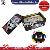 Boîte en métal de 91 dominos, jeu éducatif pour enfants et famille