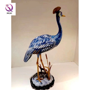 Europäische Hoch temperatur Keramik Tier dekoration Veranda weiche Heim dekoration blau und weiß Porzellan rot gekrönten Kran - Product Image 4