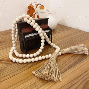 Chaîne de perles de ferme en bois 58in, bricolage, pas cher, perles de ferme avec glands, vente en gros - Product Image 4