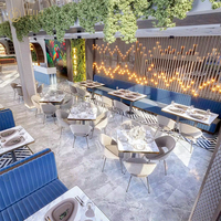 Ensemble de table et de chaises carrées en marbre pour café, meubles de restaurant intérieur occidental de Foshan, design VIP, banquette moderne
