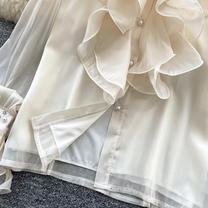 Elegante Camicetta con Colletto Alto da Donna <span class=keywords><strong>Top</strong></span> con <span class=keywords><strong>Volant</strong></span> in Cristallo Vestibilità Ampia per uno Stile Lungo e Raffinato - Product Image 6