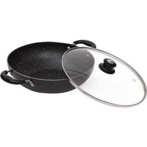 Utensilios de cocina de cerámica antiadherentes ecológicos de diseño clásico Kadai con mango de acero inoxidable y tapa de vidrio MOQ 100PCs - Product Image 1