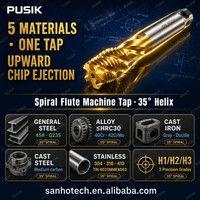 GB DIN371 DIN376 M2 6H HSS-E M35 Kobalt TiCN Berlapis Tahan Aus Baja Tahan Karat Tap Mesin Lubang Buta Lubang Dalam Spiral Flute