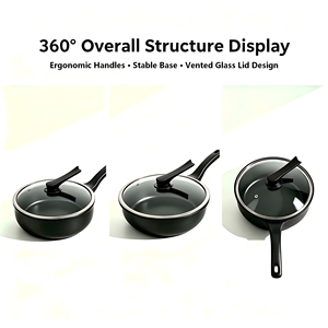 <span class=keywords><strong>Wok</strong></span> en céramique pleine, non revêtue, de 33 cm, poêle à frire en céramique solide pour cuisinière à gaz, sûre et saine - Product Image 2