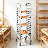 Aanpasbare 15-Tiers Dubbele Pan Roestvrij Staal 1/1 Gn Pan Trolley Groothandel Voedselbak Rek Trolley Voor Hotel En Restaurant