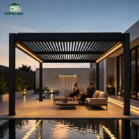 Pergola motorisée en aluminium personnalisable avec toit à lames orientables, auvent extérieur étanche avec télécommande pour villa, jardin, terrasse