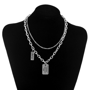 New Retro Simple <b>Titanium</b> Steel Square Shaped Pendant Necklace Niche Design Silver Plated Women's Necklaces Fashionable Jewelry - Product Image 1