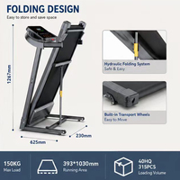Caminadora Plegable que Ahorra Espacio ZB-HTD-17, Caminadora Eléctrica Plegable Hidráulica, Capacidad de Carga de 150 kg, Equipo de Gimnasio en Casa, Compacta
