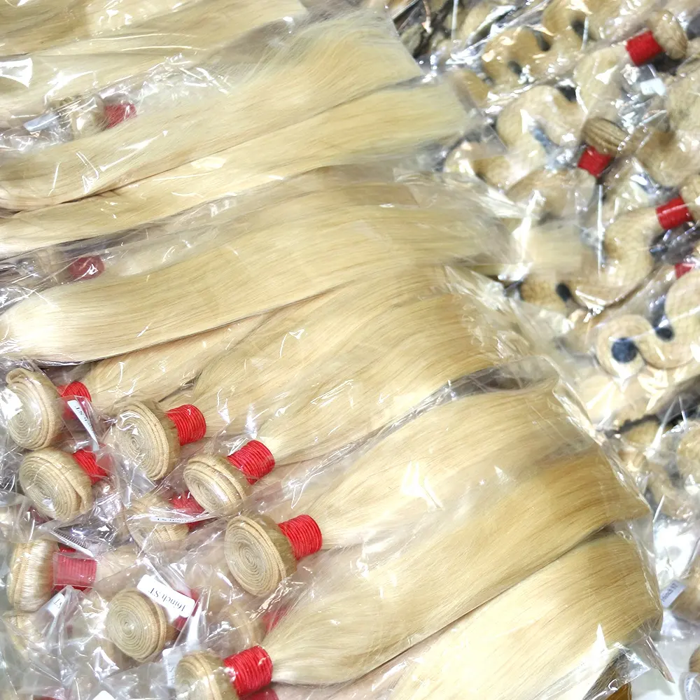 Best 100 Percent Pure Chinese Hair Blonde Bundles Remy Human Hair Weave 10-40 Inch Raw Virgin Natural 613 Honey Blonde Hair