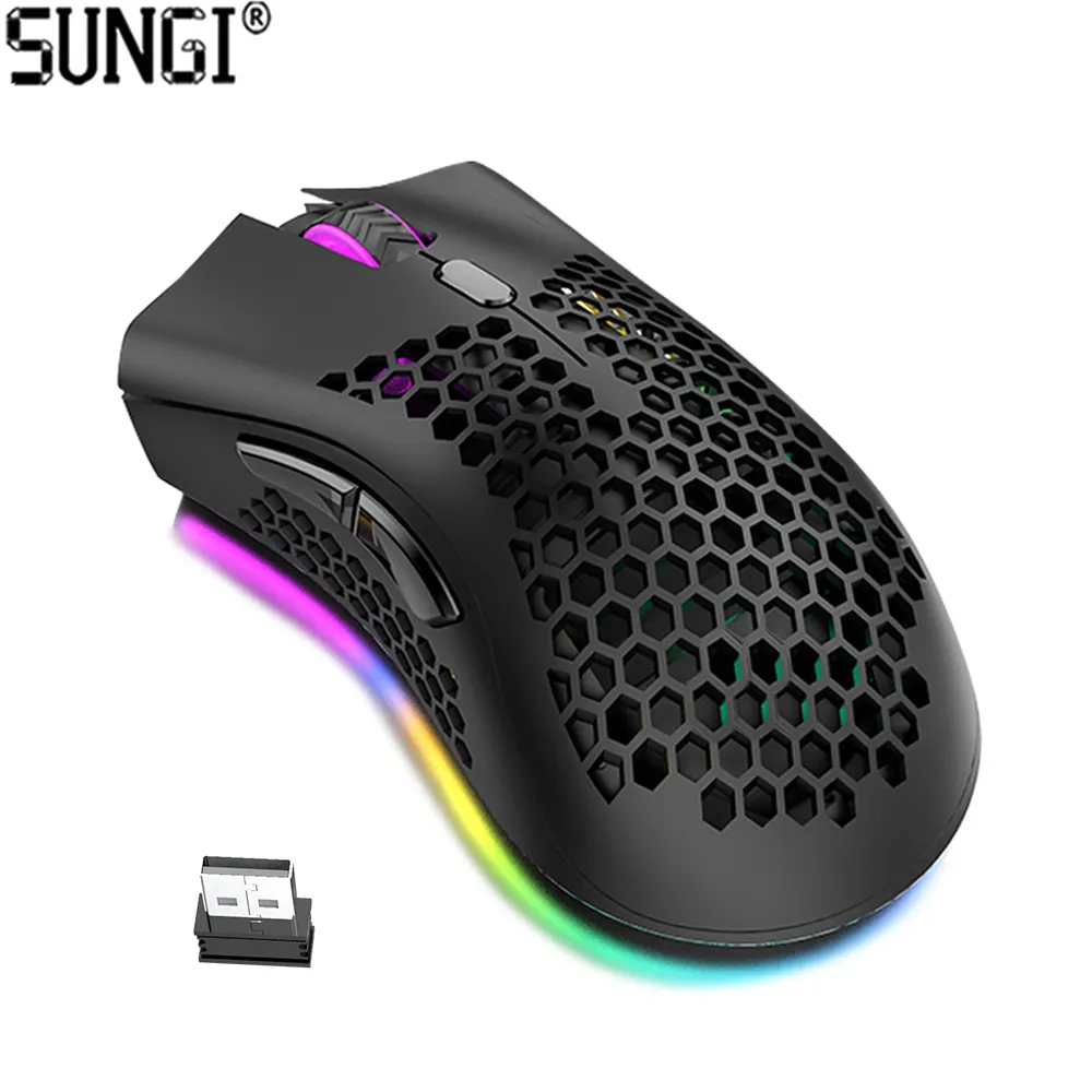 2.4G Wireless Rechargeable Game Mice Lightweight RGB Gaming Mouse Honeycomb Wireless with 2400 4000 DPI