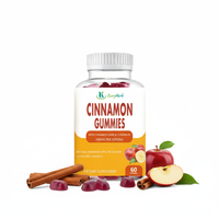 Complément alimentaire à la cannelle de Ceylan, marque privée OEM, saveur naturelle de tarte aux pommes, sans sucre ajouté, 60 gommes à la cannelle