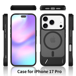 Funda rígida de piel translúcida para PC, funda de teléfono con cargador inalámbrico magnético mate arena para iPhone 17 Pro, soporte - Product Image 2