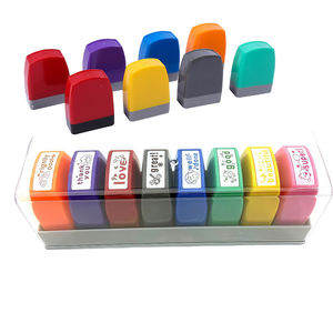 Juego de 8 Sellos Autoentintables de Plástico Coloridos para Oficina, Contabilidad y Finanzas, Sellos Personalizados - Product Image 1