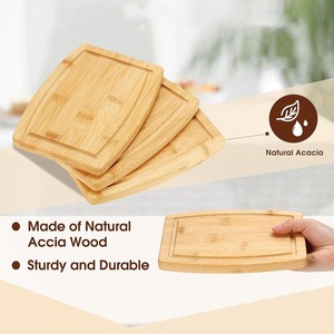 Planches à découper en bambou 30x25,4 cm rectangulaires avec rainures pour jus, pour servir aliments et fromages, usage cuisine, lot de 10 - Product Image 3