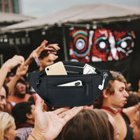 Tas Selempang Jogging Outdoor Besar Anti Air dengan Resleting, Tas Pinggang Olahraga Festival, Tas Pinggang Kasual Hands-free, Dompet Ponsel