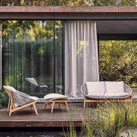 Ensemble de salon de jardin en rotin, table basse pour terrasse, combinaison pour cour et villa, design nordique imperméable, DLD T-5, résistant au soleil, en teck