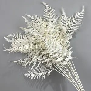 Q280 Wholesale White Artificial Flower Wedding Decoration Flower Material White Fern Leaf Silver Leaf Chrysanthemum