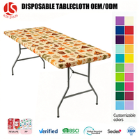 Nappe rectangulaire ajustée en PE avec imprimé feuille d'érable automne, bord élastique, imperméable et cordon de serrage pour fête de Thanksgiving
