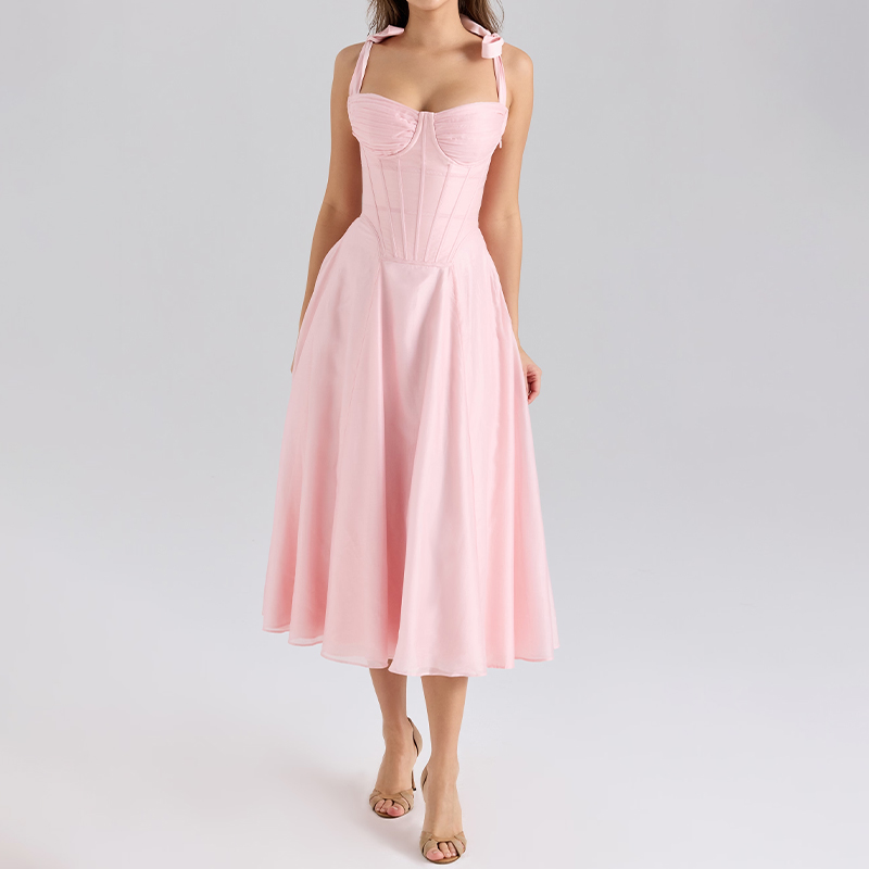 Order Online Sweetheart Neckline Midi Dress Ecovero Viscose Material |  Alibaba.com