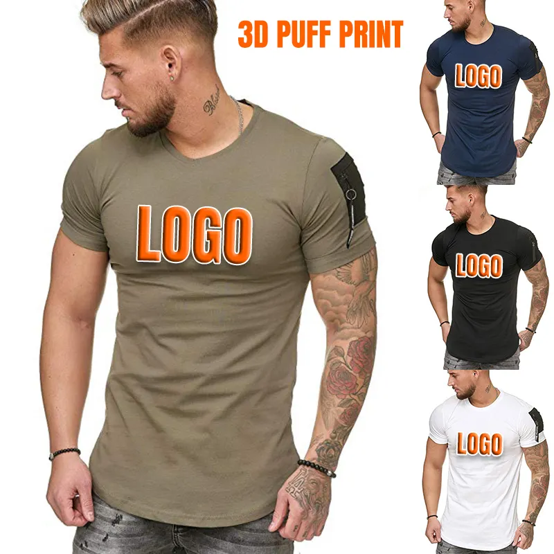 Мужские Роскошные дизайнерские футболки, Лидер продаж 2021 на Amazon, Стильная хлопковая футболка на молнии с карманами, приталенная Мужская футболка для спортзала