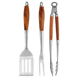 Kit d'accessoires pour barbecue d'extérieur Rose Poignée en bois robuste Outils de barbecue en acier inoxydable Ensemble d'outils de barbecue pour hommes Ensemble cadeau de luxe - Product Image 1