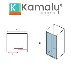 Kamalu KSA4000G Porta Doccia Scorrevole con Nicchia 130cm Altezza Oro Spazzolato Larghezza 200cm - Product Image 3