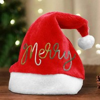 Decoraciones Navideñas, Gorro de Santa Claus Grueso con Patrón de Monstruo Verde, Forro de Felpa Extra, Gorro de Doble Cara