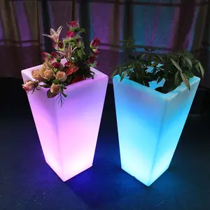 Vaso de flores de plástico iluminado, 16 cores mudança de alta tecnologia para jardim ao ar livre
