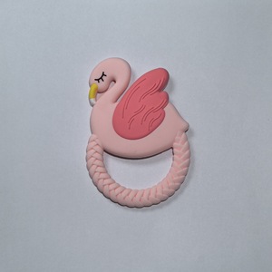 Mordedores de Silicona con Forma de Pato Rosa y Anillo, Juguetes de Dentición Suaves y Masticables para Bebés - Product Image 6