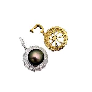 Accessoires en perles DIY, pendentif en argent S925, support vide, pendentif de collier tendance avec perles de 10-13 mm, composants de bijoux - Product Image 5